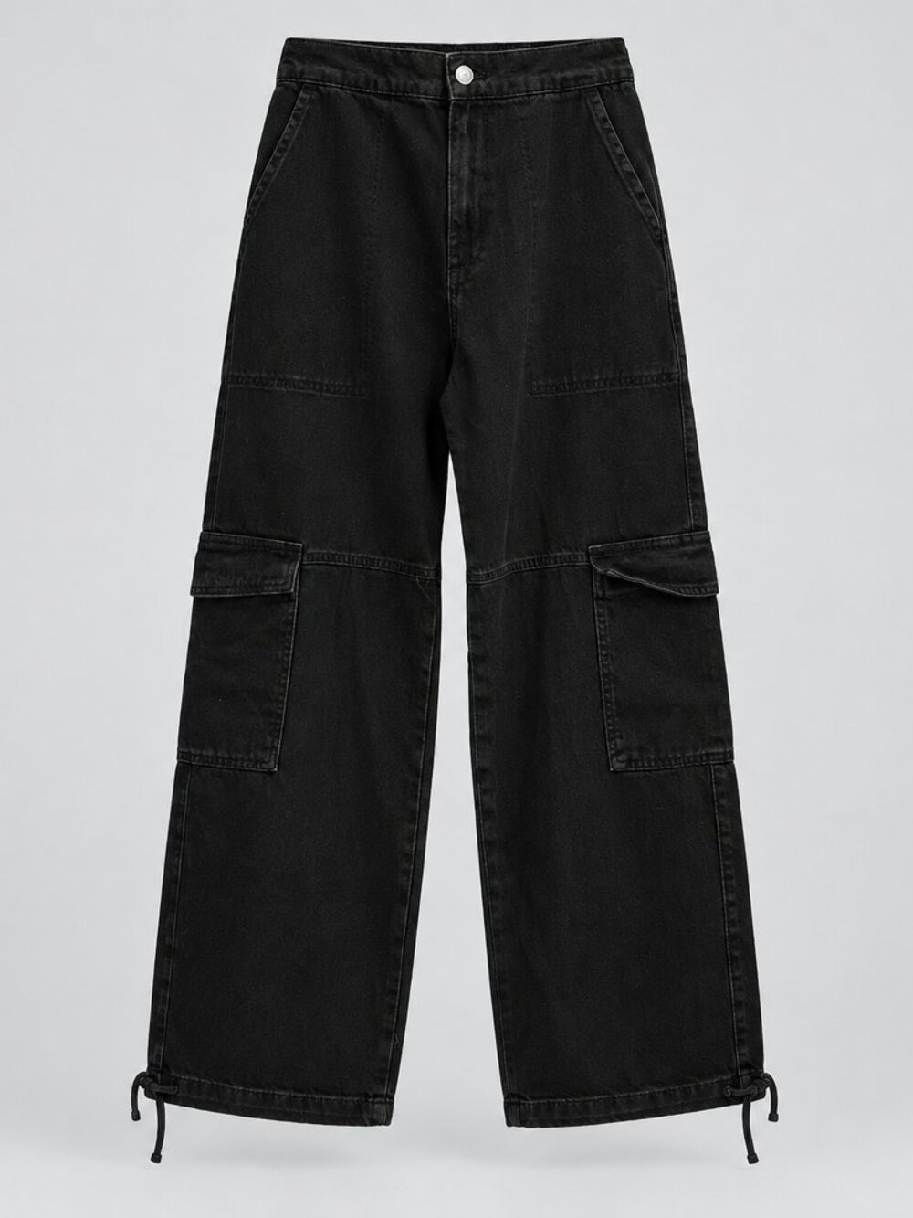 Zara Black Denim Cargo Pants Size Small
